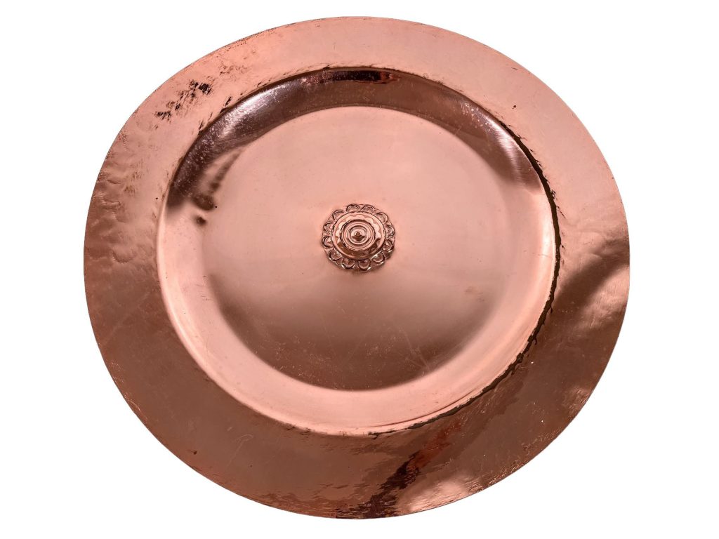 Vintage French Villedieu Large Copper Plate Tray Trivet Charger Wall Hanging Display circa 1980's