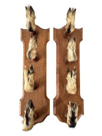 Vintage French Deer Hoof Four Gun Shotgun Rack Hanger Coat Hook Hanger Hooks Hangers Deer Foot Taxidermy circa 1970-80's