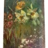 Antique French Small Tiny Wild Flowers "Wild Old Spring" Oil Painting On Wood Board Wall Decor Decoration c1900's