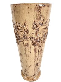 Vintage French Heavy Large Vase Or Umbrella Stick Stand Pot Pottery Beige c1960-70's