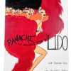 Vintage French Paris Lido Panache Show Bluebell Girls Painting On Canvas Red Orange White Acrylic c1990's