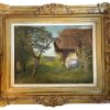Vintage French House Normandy Pays D'Auge Trees Tree Woodland Oil Painting On Canvas Normandy circa 1920's