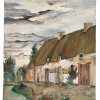 Vintage French Cottage Acrylic Painting On Board By A Poulain Traditional Brittany Cottage Building circa 1960-70's