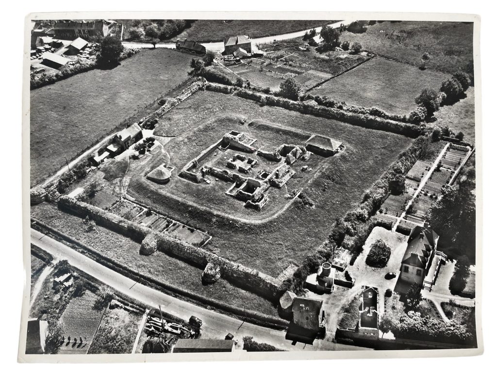 Vintage French Aerial Photo Print Archaeological Site Jublains Mayenne Architecture Lapie Collection 4 Framing Display Photo c1950’s
