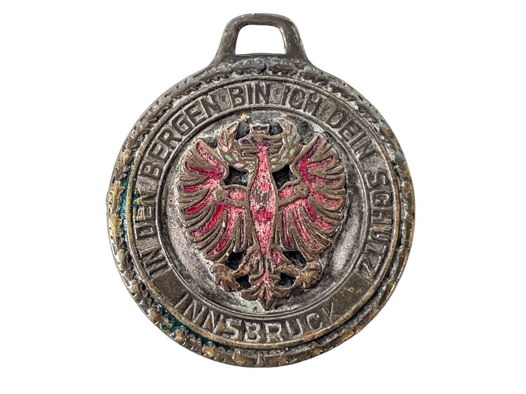 Antique Austrian Innsbruck Mountain Medallion Protector Pendant Medal Necklace Trophy Award c1920’s
