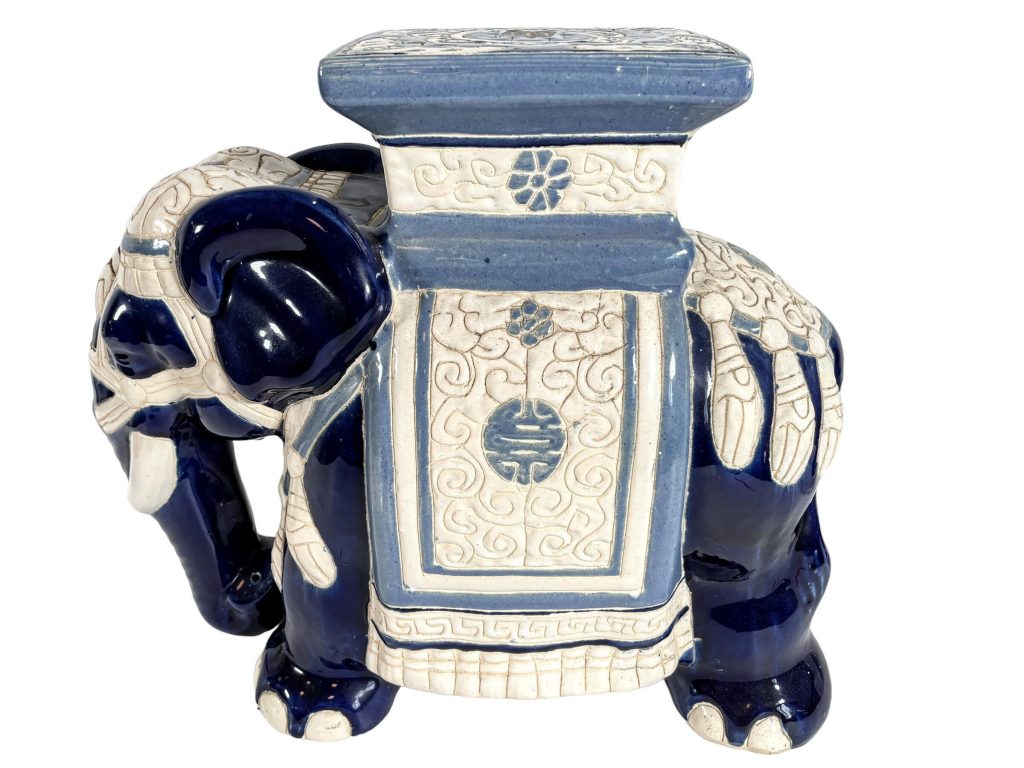 Vintage French Large Ceramic Pot Stand Plinth Rest Blue White Large Vase Pot Support Display Heavy c1970-80’s