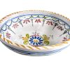 Vintage Spanish Bowl Hand Painted Green White Red Flowers Ceramic Fruit Bread Bowl Serving Dish Display Presentation circa 1980's