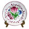 Vintage French Decorative Faience Plate Hand Made Painted Blue Red Green White Gold Flowers Ceramic Dish Display c1960-70's