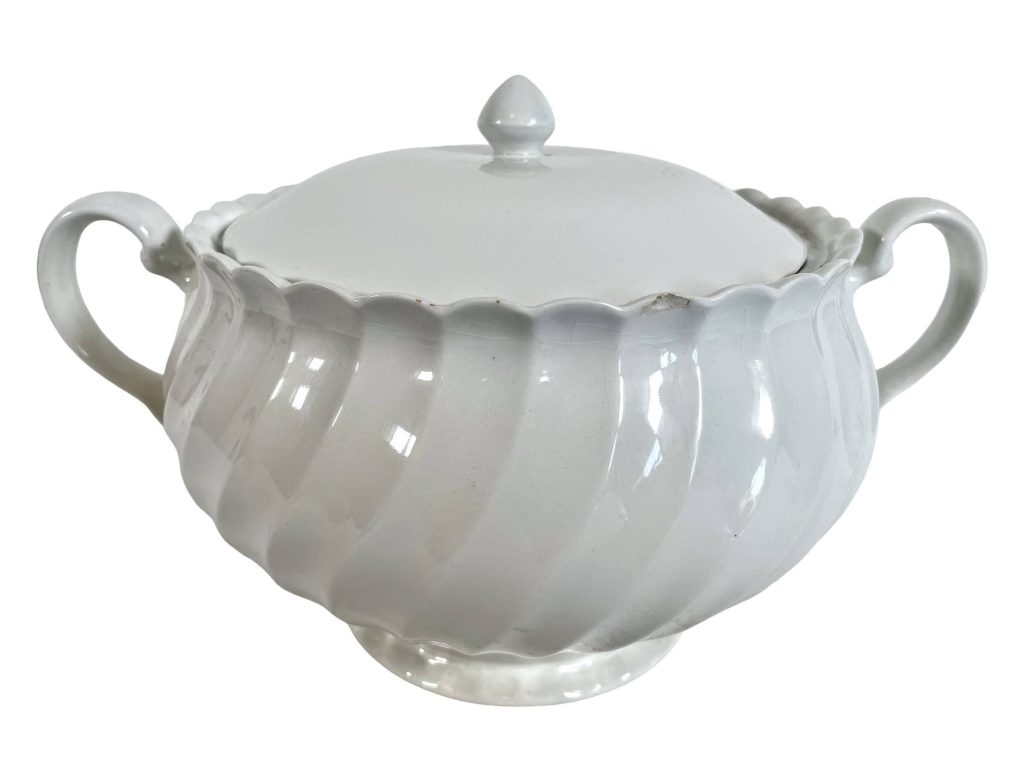 Vintage French Large White Tureen Bowl with Lid Soup Bowl Soupière Lidded Table Serving Bowl circa 1950-60’s