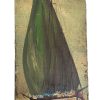 Antique French Sailing Boat "Belly Full" Oil Painting On Wood Board Wall Decor Decoration c1910's