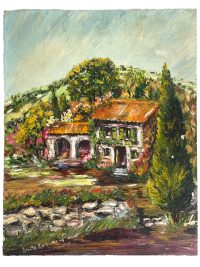 Vintage French Normandy Countryside "Little Peace" Oil Painting On Board Wall Decor Decoration c1960-70's