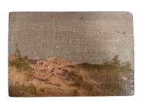 Antique French Beach Sand Dunes "Hidden Moments" Oil Painting On Wood Board Wall Decor Decoration c1900's