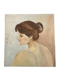 Vintage French “Not A Chance” Acrylic Painting On Hardboard Wall Decor Decoration Portrait Woman Shoulder c1970-80’s 3