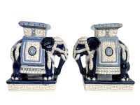 Vintage French Small Ceramic Pot Stand Plinth Rest Blue White Vase Pot Support Display c1970-80's