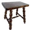 Vintage French Traditional Bench Stool Plant Stand Turned Leg Wooden Hardwood Small Plinth Display Rest Plinth Pot Tabouret c1970's