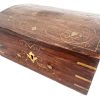 Vintage Indian Ornately Brass Inlaid Wooden Jewellery Treasure Chest Wood Knick Knack Letter Jewelry Storage Box circa 1960-70's
