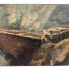 Antique French Landscape Bridge "Bridged" Oil Painting On Wood Board Wall Decor Decoration c1910's