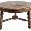 Vintage French Chunky Heavy Farmhouse Tree Cross Section Low Circular Table Round Bobbin Legs Rest Stand Plinth Tabouret c1950-60's