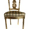 Antique French Louis XIV Gold Leaf Side Accent Harp Chair Wood Rest Plinth Seating Prop Cushioned Refurbished c1800's