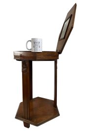 Alternative view of Vintage French Hexagonal Craft Make Up Table Plant Stand Wooden Brown Display Rest Plinth Pot Side Small Table Tabouret c1920-30's
