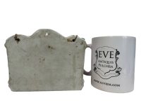 Alternative view of Vintage French Ceramic Wooden Pink White Wall Hanging Or Standing Salt Box Salter Storage Pot Bowl Rustic Rural circa 1940-50's