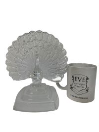 Alternative view of Vintage French Clear Glass Peacock Figurine Ornament Decor Bird Statue Gift circa 1980's