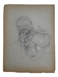 Vintage French Pencil Drawing Sketch Study Crocky Portrait On Paper Life Model Nude Female Double Sided Signed Art c1950-60’s 4