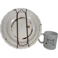 Alternative view of Antique Spanish Faience Hand Painted Decorative Wall Hanging Dish Plate Stoneware Blue Green Brown Serving c1900's