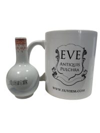 Alternative view of Vintage Chinese Small Tiny White Flower Bud Stem Vase Decorated With Pagoda circa 1940-50's