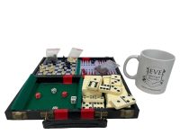 Alternative view of Vintage Taiwanese Cased Travel Chess Checkers Backgammon Dominos Game Board Counters Dice Storage Box Board Games circa 1970-80's