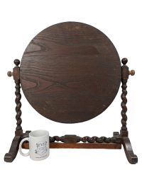 Alternative view of Antique English Barley Twist Dressing Table Hallway Mirror Rotating Circular DAMAGED REPAIRED circa 1910-20's
