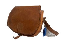 Alternative view of Vintage English Thick Leather Shoulder Carrying Hunting Bag Handbag Hide Hunting Shooting Shotgun Shell Ammunition Holder circa 1980's