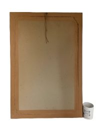 Alternative view of Vintage French Large Framed Print On Fabric Mona Lisa Bony France Copy Reproduction In Wood Frame Leonardo da Vinci c1960-70's