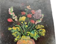 Alternative view of Vintage French Small Tiny Flowers On Metal Flowers Painting Oil Normandy Brittany On Brass Or Bronze c1950-60's