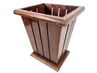 Vintage French Bin Waste Paper Trash Can Varnished Wood Wooden Scarred Scraped Well Used Office Decor c1960-70's