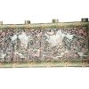 Vintage French Large Wall Hanging Fabric Lined Tapestry Featuring A Chateaux Garden Scene Wall Pole Hanging circa 1970-80's