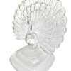 Vintage French Clear Glass Peacock Figurine Ornament Decor Bird Statue Gift circa 1980's