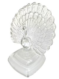 Vintage French Clear Glass Peacock Figurine Ornament Decor Bird Statue Gift circa 1980’s 3