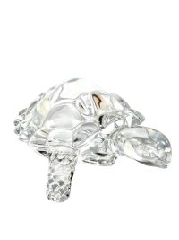 Vintage French Clear Glass Tortoise Figurine Ornament Decor Statue Gift circa 1980's