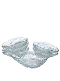 Vintage French Advocado Shaped Serving Pudding Glass Dish Bowl Set Of Three Bowls circa 1980-90’s