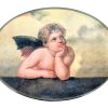 Vintage Lacquered Putti Angel Cherub Lidded Box Black jewellery jewelry storage box trinket circa 1980-90's