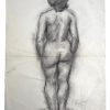 Vintage French Large Pencil Drawing Sketch Study Crocky Portrait On Paper Life Model Nude Woman Art c1960-70's