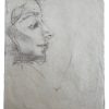 Vintage French Pencil Drawing Sketch Study Crocky Portrait On Paper Life Model Head Art c1960-70's