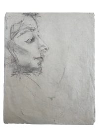Vintage French Pencil Drawing Sketch Study Crocky Portrait On Paper Life Model Head Art c1960-70’s