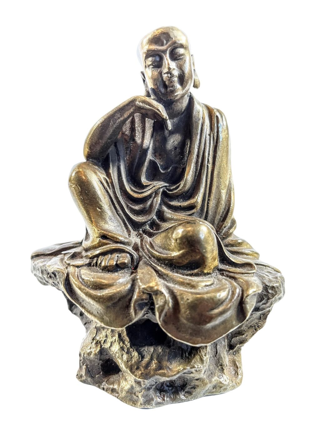 Antique Japanese Solid Bronze Okimono Altar Figurine Buddhist Monk 19th Century Figurine Ornament circa 1850-1900’s