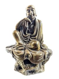 Antique Japanese Solid Bronze Okimono Altar Figurine Buddhist Monk 19th Century Figurine Ornament circa 1850-1900's