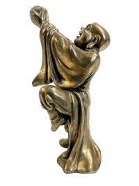 Antique Japanese Solid Bronze Okimono Altar Figurine Buddhist Monk 19th Century Figurine Ornament circa 1850-1900's