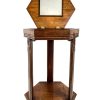Vintage French Hexagonal Craft Make Up Table Plant Stand Wooden Brown Display Rest Plinth Pot Side Small Table Tabouret c1920-30's