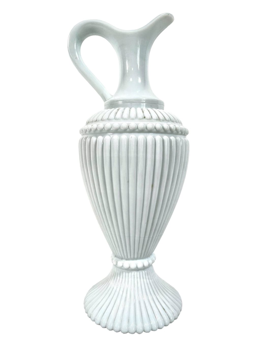 Vintage French White Milk Glass Vase Pot Jug Pitcher Water Wine Jug Vase Decanter circa 1960-70's