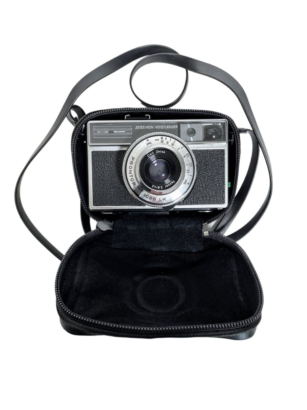 Vintage West German Prontor 1000 LK Camera Still Film Tessar 2.8/42 Carl Zeiss Lens With Zeiss Ikon Leather Case Untested c1950-60’s
